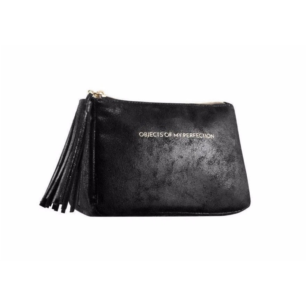SEPHORA Objects Of My Perfection Black Crackle Makeup Bag Tassel Cosmetic Pouch